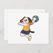 Hond als handballspeler met handbal briefkaart (Voorkant / Achterkant)