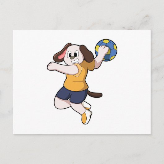 Hond als handballspeler met handbal briefkaart (Voorkant)