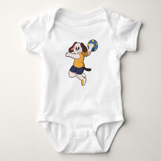 Hond als handballspeler met handbal romper (Voorkant)