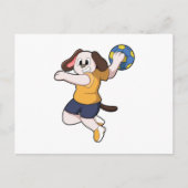 Hond als handbalspeler met handbal briefkaart (Voorkant)