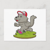 Hond als hardloper met pet briefkaart (Voorkant)