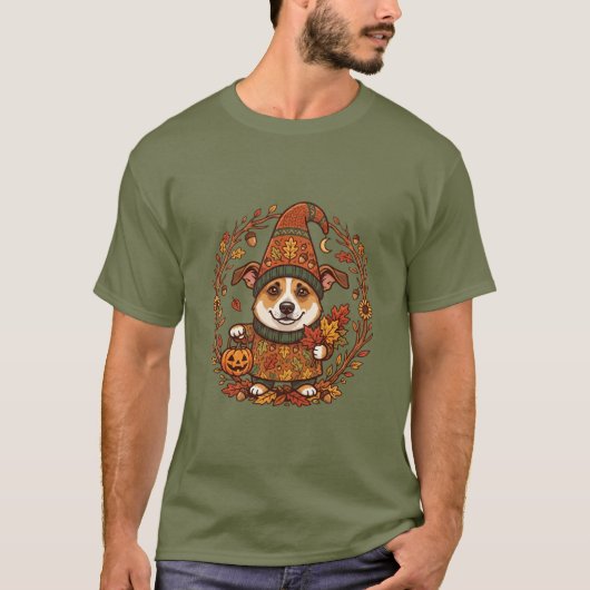 hond als herfst kabouter t-shirt (Voorkant)