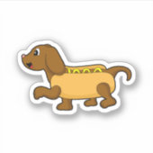Hond als hotdog sticker (Voorkant)