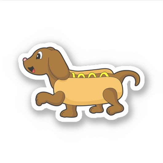Hond als hotdog sticker (Voorkant)