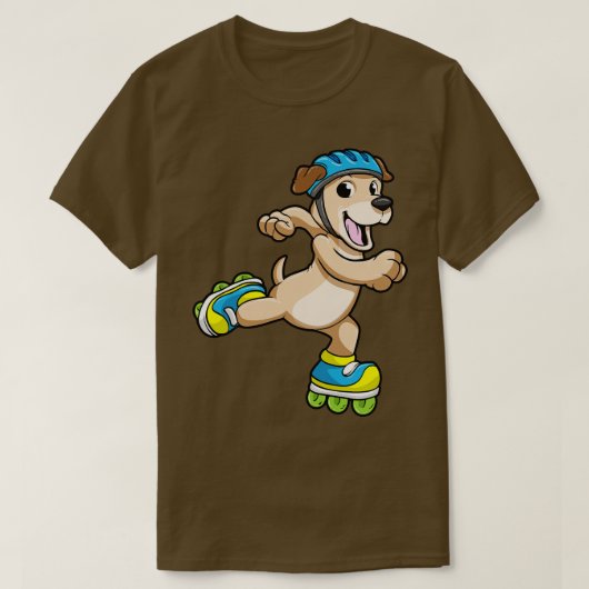 Hond als Inline Skater met Inline Schaatsen en Hel T-shirt (Design voorkant)