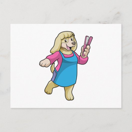 Hond als kapper met kam briefkaart (Voorkant)