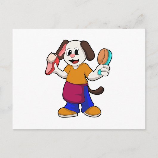 Hond als kapper met scheermes briefkaart (Voorkant)