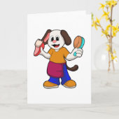 Hond als kapper met scheermes kaart (Gele Bloem)