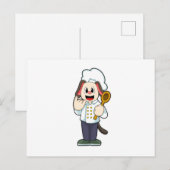 Hond als kok met houten lepel & kookschort briefkaart (Voorkant / Achterkant)