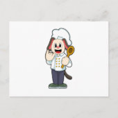 Hond als kok met houten lepel & kookschort briefkaart (Voorkant)