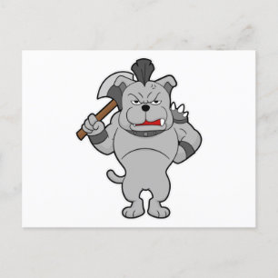 Hond als krijger met bijl briefkaart