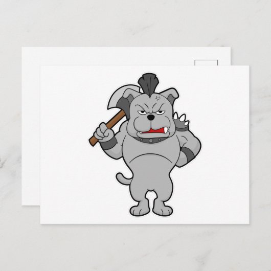 Hond als krijger met bijl briefkaart (Voorkant / Achterkant)