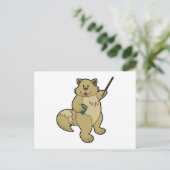 Hond als leraar met boek en aanwijsstok briefkaart (Staand voorkant)