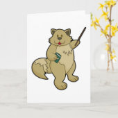 Hond als leraar met boek en aanwijsstok kaart (Gele Bloem)