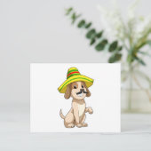 Hond als Mexicaan met strohoed Briefkaart (Staand voorkant)