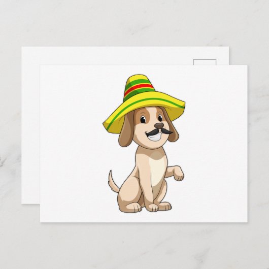 Hond als Mexicaan met strohoed Briefkaart (Voorkant / Achterkant)