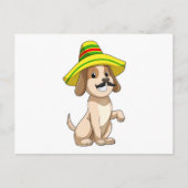 Hond als Mexicaan met strohoed Briefkaart (Voorkant)