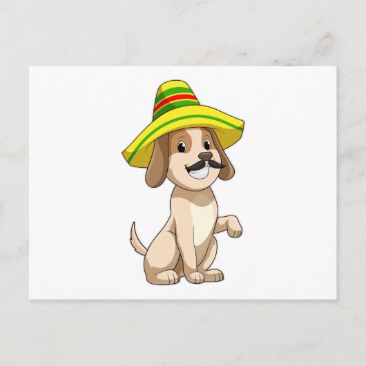 Hond als Mexicaan met strohoed Briefkaart (Voorkant)