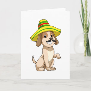Hond als Mexicaan met strohoed Kaart