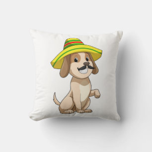 Hond als Mexicaan met strohoed Kussen