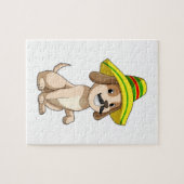 Hond als Mexicaan met strohoed Legpuzzel (Horizontaal)