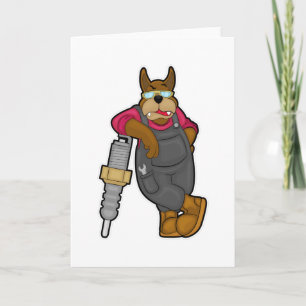 Hond als monteur met bougie kaart