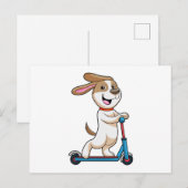 Hond als motorrijder met scooter briefkaart (Voorkant / Achterkant)