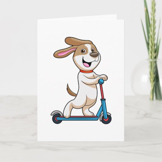 Hond als motorrijder met scooter kaart (Voorkant)