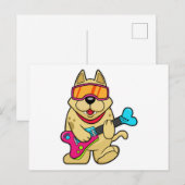 Hond als muzikant met gitaar briefkaart (Voorkant / Achterkant)