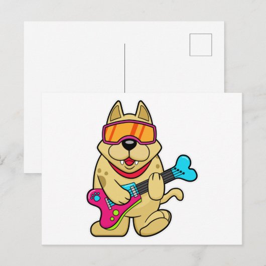 Hond als muzikant met gitaar briefkaart (Voorkant / Achterkant)