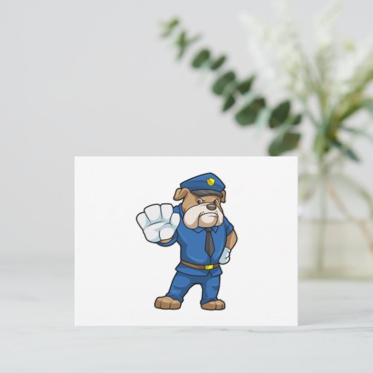 Hond als politieagent met politie-uniform briefkaart (Staand voorkant)