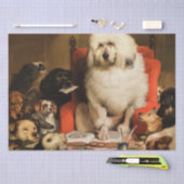 Hond als rechter De wet neerleggen in de rechtbank Tissuepapier (Craft)