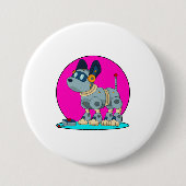 Hond als Robot Ronde Button 7,6 Cm (Voorkant)