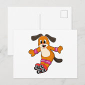 Hond als skater met inline schaatsen briefkaart (Voorkant / Achterkant)
