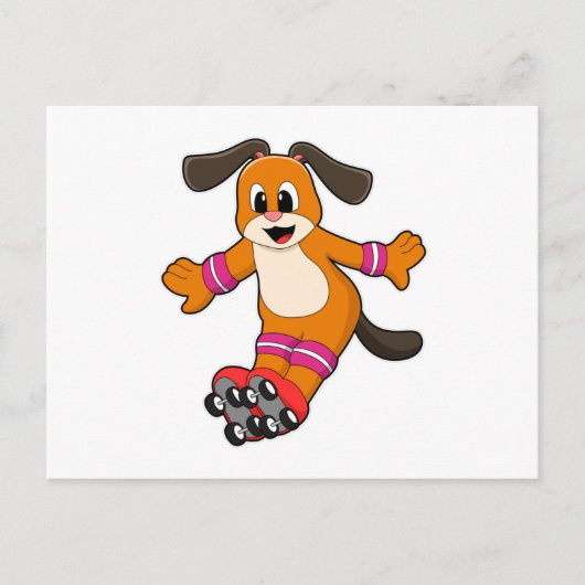Hond als skater met inline schaatsen briefkaart (Voorkant)