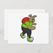 Hond als skater met inline schaatsen en rugzak briefkaart (Voorkant / Achterkant)