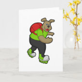 Hond als skater met inline schaatsen en rugzak kaart (Gele Bloem)