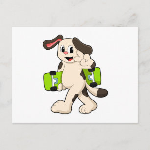 Hond als Skater met Skateboard Briefkaart