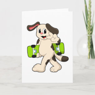 Hond als skater met skateboard kaart