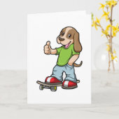 Hond als skater met skateboard kaart (Gele Bloem)