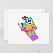 Hond als skiër met ski en sjaal briefkaart (Voorkant / Achterkant)