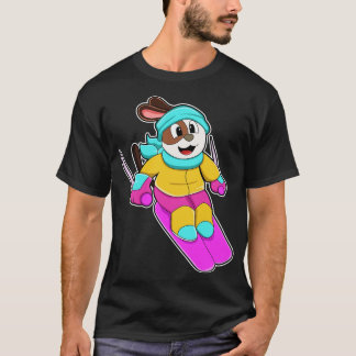 Hond als skiër met skischaal t-shirt