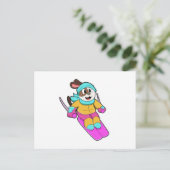 Hond als Skiloper met Ski en Sjaal Briefkaart (Staand voorkant)
