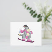 Hond als snowboarder met snowboard briefkaart (Staand voorkant)