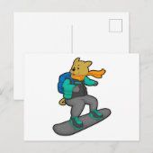 Hond als snowboarder met snowboard en rugzak briefkaart (Voorkant / Achterkant)