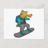 Hond als snowboarder met snowboard en rugzak briefkaart (Voorkant)