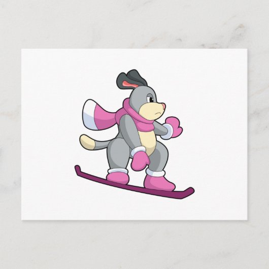 Hond als snowboarder met sonowboard briefkaart (Voorkant)