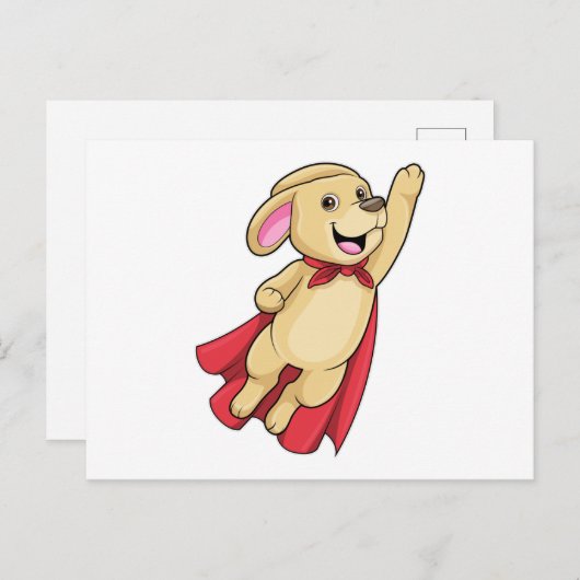 Hond als Superheld met Cape Briefkaart (Voorkant / Achterkant)
