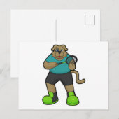 Hond als tennisspeler met tennisracket briefkaart (Voorkant / Achterkant)