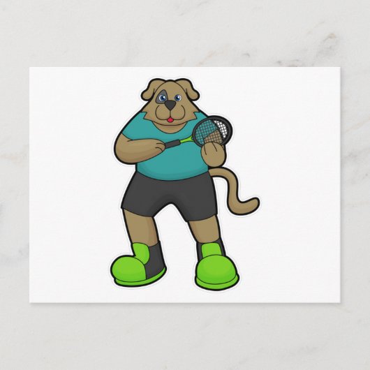 Hond als tennisspeler met tennisracket briefkaart (Voorkant)